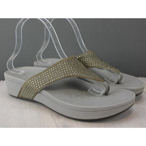 Vionic Shoes - Vionic Naples Thong Sandals Studded Orthotic Gray 9